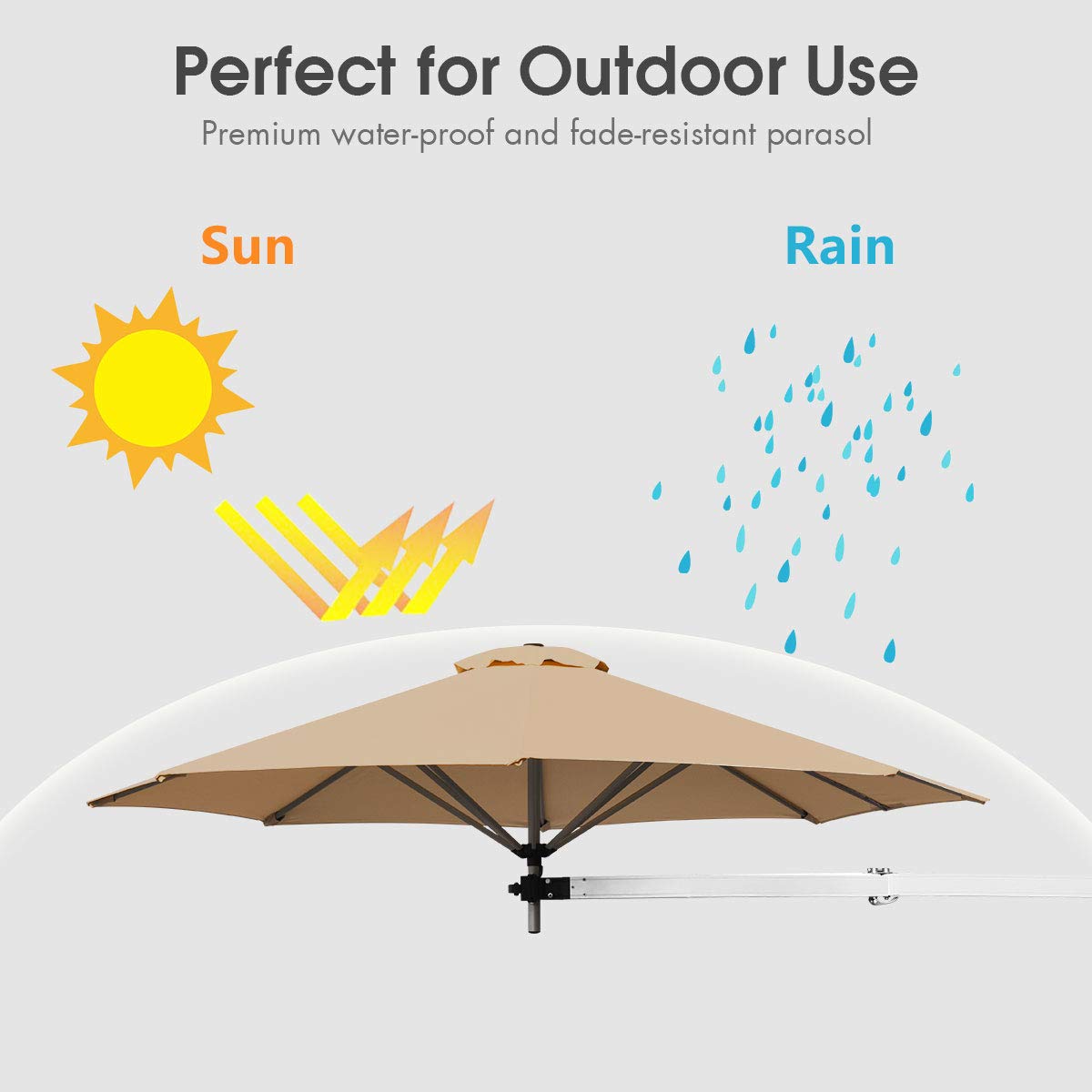 Outdoor Tilting Sunshade Umbrella with Large Shading Area