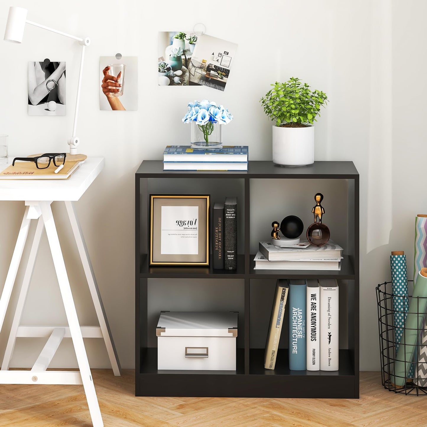 4-cube Wooden Storage Cabinet with Anti-Toppling Device