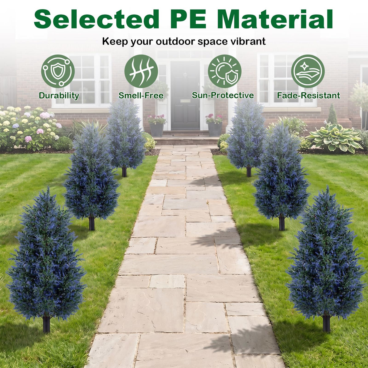 2 Pack 100cm Artificial Lavender Topiary Trees with Ground Spikes