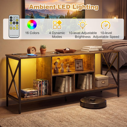 LED TV Stand Cabinet for 65" TVs with Power Outlets