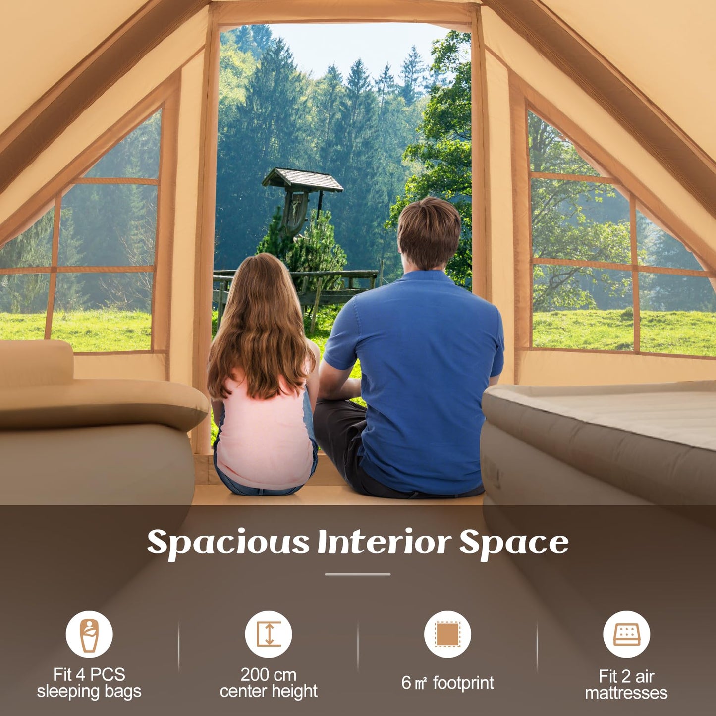 Waterproof 4-Season Blow-up Air Tent with Pump & 2 Doors