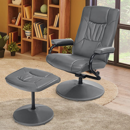 Swivel Recliner Chair with Footstool and Adjustable Backrest