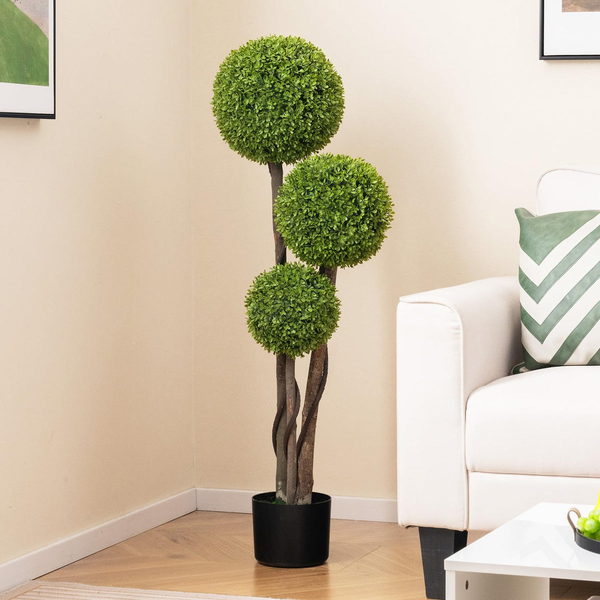Artificial Cypress Topiary Ball Tree, 4FT/120CM Artificial Cedar Plants