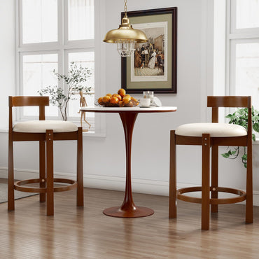 62cm Counter Height Bar Stools Set of 2 with Backrests and Footrests