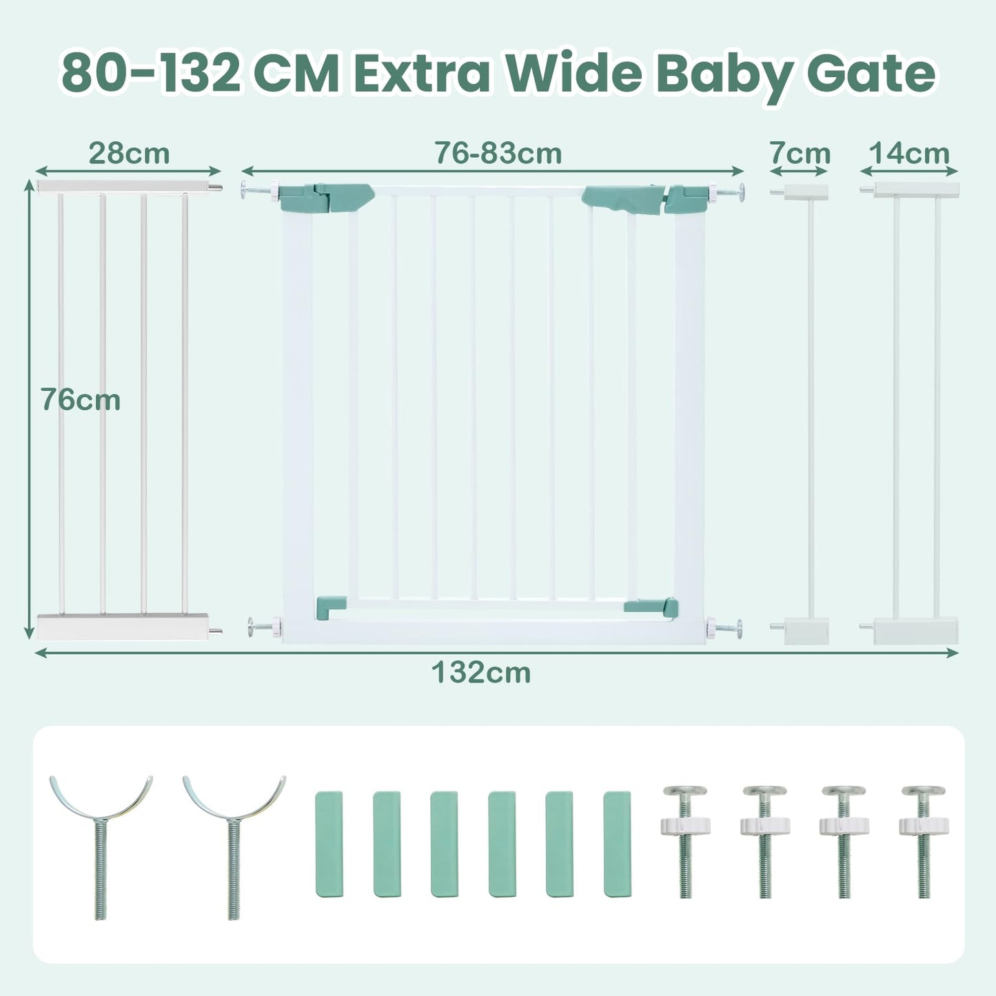 Wide Baby Safety Gate Fits 80-123 CM Openings