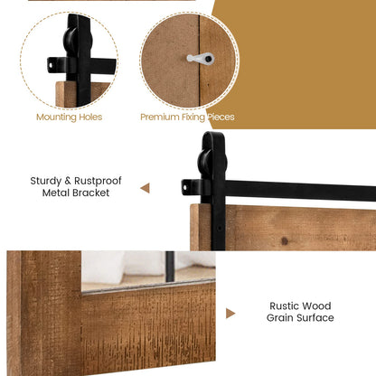 Wall Mounted Mirror with Solid Wood Frame and Metal Bracket