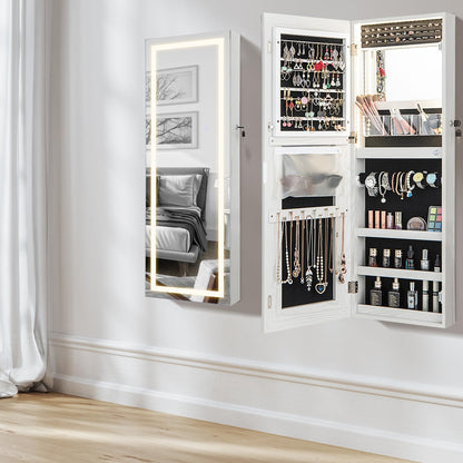 108cm Lockable Jewelry Mirror Cabinet with 3-Color LED Lights