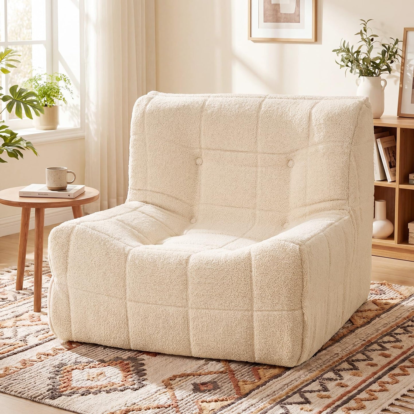 Bean Bag Chair for Adults, Teddy Fleece Lazy Floor Sofa Beanbag Chair