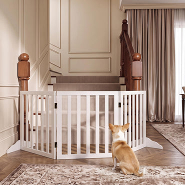 3-Panel Foldable Pet Fence with Support Feet and Flexible 2-Way Hinges
