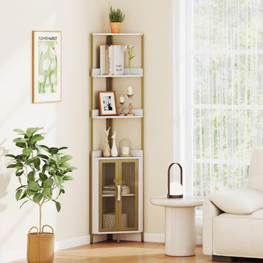 6-Tier Corner Shelf 170CM Tall Corner Bookshelf with Cabinet
