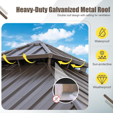 3 x 3m Hardtop Gazebo, Heavy-Duty Aluminum Frame Permanent