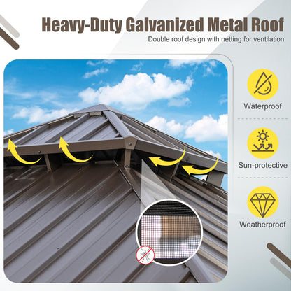 3 x 3m Hardtop Gazebo, Heavy-Duty Aluminum Frame Permanent