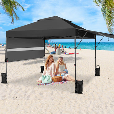 3 x 3m Rolling Pop up Gazebo with Adjustable Dual Awnings and Height