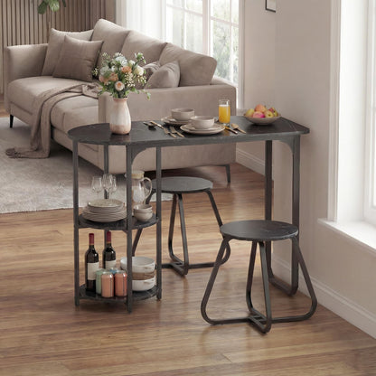 GiantexUK 3-Piece Dining Table Set, Wooden Kitchen Table and Stools