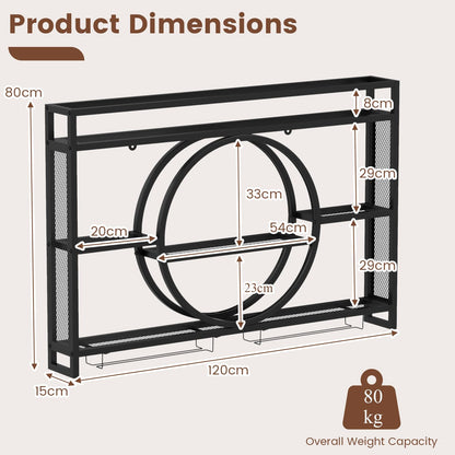 Wall Mounted Wine Rack, 5-Tier Hanging Bar Shelves with Glass Holder