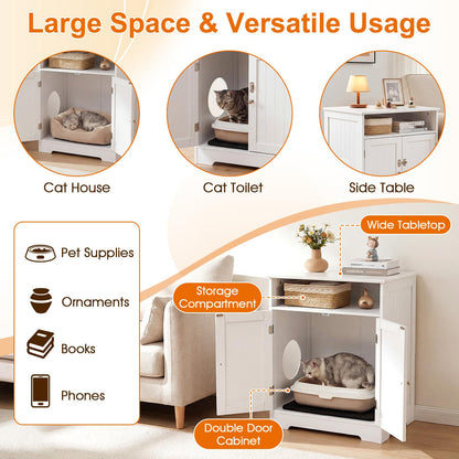 Cat Litter Box Enclosure, Wooden Kitty Hidden Washroom Furniture