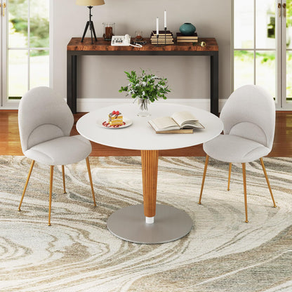 Set of 2 Upholstered Accent Chairs with Curved Backrest Adjustable Foot Pads