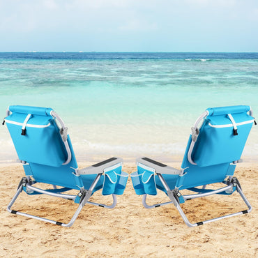 Folding Backpack Beach Chair with Detachable Headrest