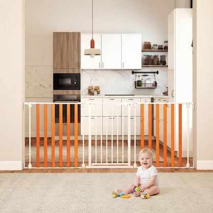 Pressure Baby Gate with One-hand Opening, 2-Way Door Swing, Freestanding Dog Stair Gates Pet Safety Fence