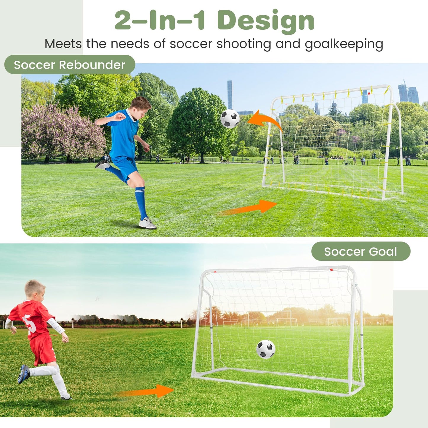 6.1 ft x 4 ft Weatherproof Angle-Adjustable Rebounder Net Football Training Equipment