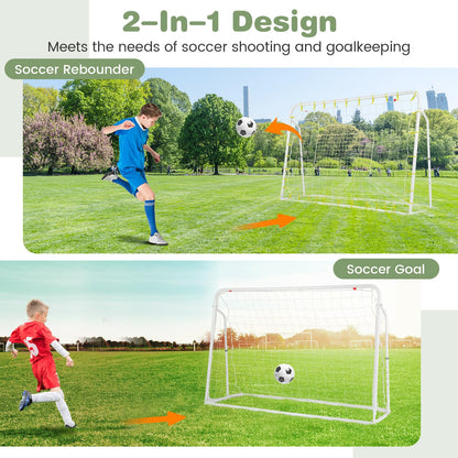 6.1 ft x 4 ft Weatherproof Angle-Adjustable Rebounder Net Football Training Equipment
