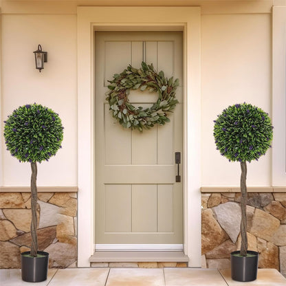 115 CM Artificial Boxwood Topiary Tree Fake Lavender Ball Plant