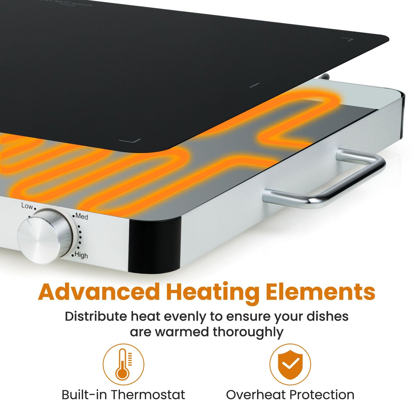 Electric Warming Tray with 53 x 40cm /40 x 30 cm Surface and Anti-Scalding Handles