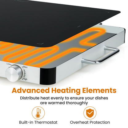 Electric Warming Tray with 53 x 40cm /40 x 30 cm Surface and Anti-Scalding Handles
