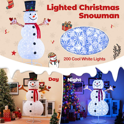 1.8 m Pop-up Christmas Snowman with 200 Cold White LED Lights and Zip Ties
