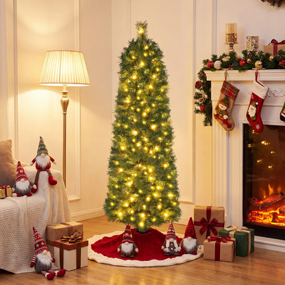 5FT/6FT Slim Pencil Christmas Tree, Pre-lit Xmas Tree