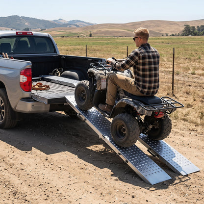 Folding Loading Ramps and 400 KG Capacity 2-Pack Multi-Use Ramps with Handles for Pickup Truck and Trailer