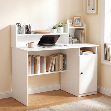 120CM Computer Desk, Wooden PC Laptop Table Writing Workstation with Monitor Stand