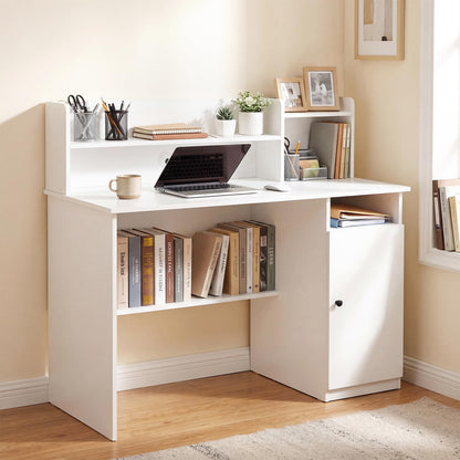 120CM Computer Desk, Wooden PC Laptop Table Writing Workstation with Monitor Stand