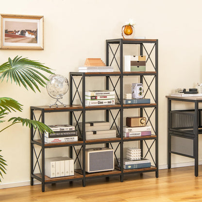 5-Tier Bookshelf 9 Cubes Bookcase with Carbon Steel Frame