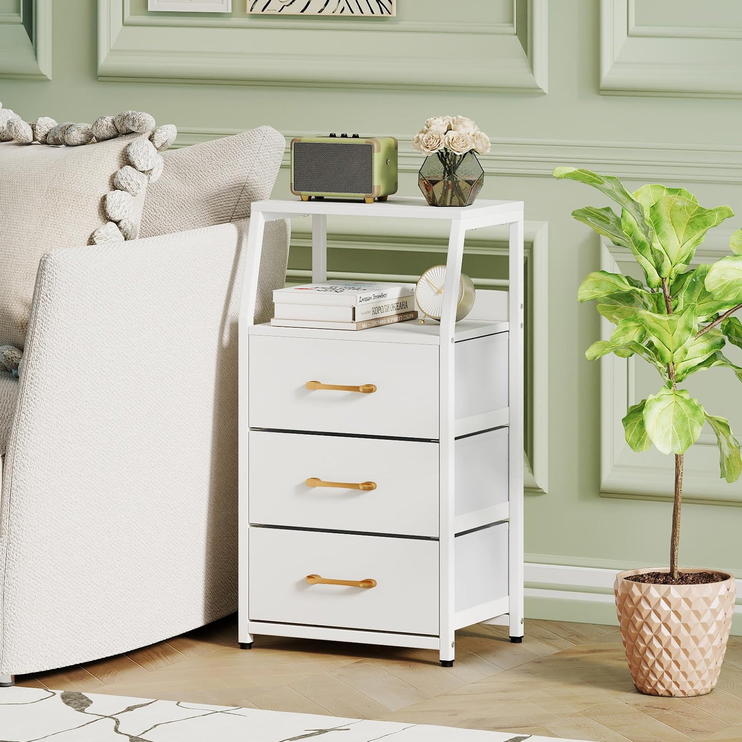 3-Drawer Storage Cabinet Vertical Storage Dresser with Detachable
