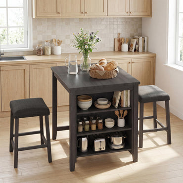 3 Piece Bar Table Set with Power Outlet, Dining Table