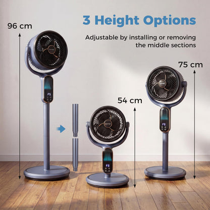 Oscillating Pedestal Fan, Height Adjustable Standing Fan with 8 Speeds