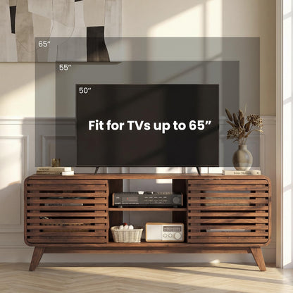TV Stand Cabinet for 65 Inch TVs with Sliding Doors