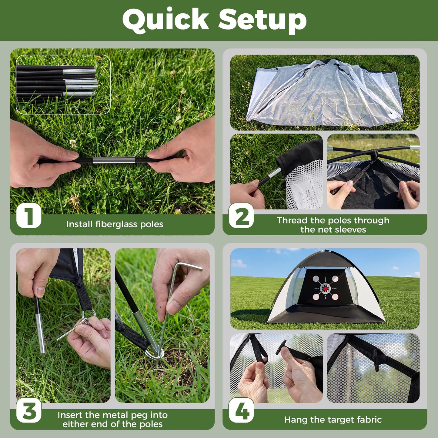Golf Practice Net, 10x7ft Golf Hitting Net with Foldable Tri-Turf Mat