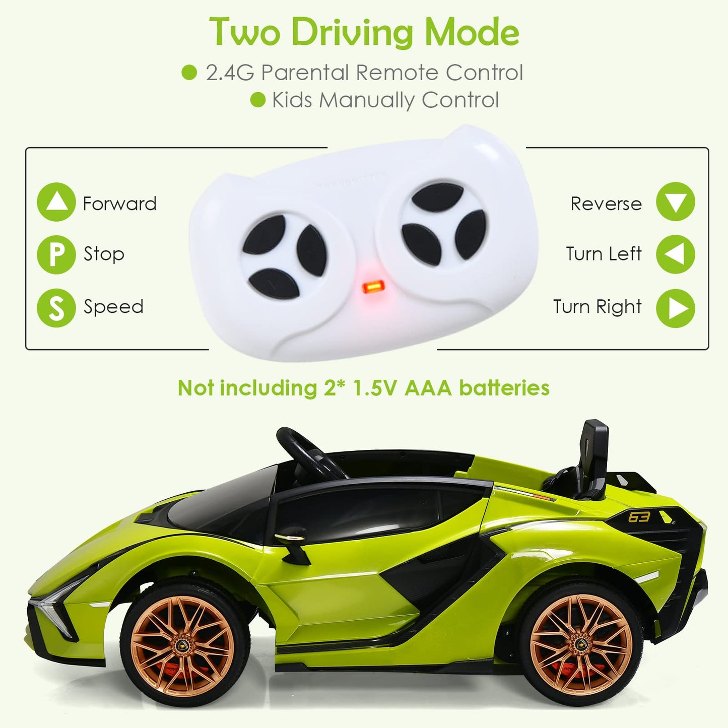 12V Battery Powered Electric Vehicle with Remote Control and LED Lights