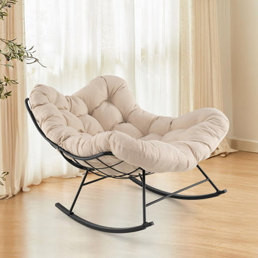 Oversized Patio Wicker Egg Chair with Thick and Removable Cushion