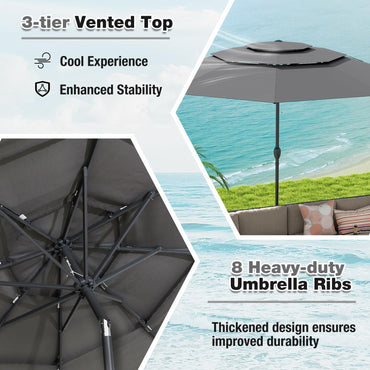 Heavy Duty 8 Ribs Patio Umbrella with Crank Handle and Tilt Function