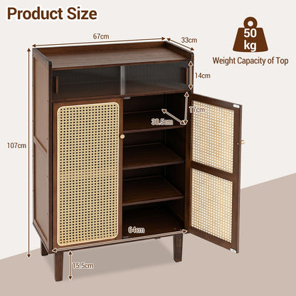 Bamboo Shoe Cabinet, 6-Tier Shoe Storage Cupboard