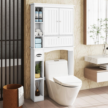 Over the Toilet Storage Cabinet with Adjustable Shelf and Bottom Bar