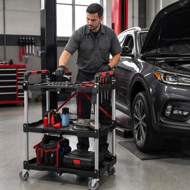 3-Tier Folding Utility Cart with 360° Swivel Wheels for Garage