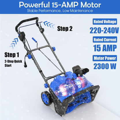 Electric Walk-behind Snow Blower with Dual LED Lights and Rotating Chute