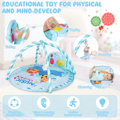 Kick & Play Piano Gym Activity Center with Lights and 5 Hanging Sensory Toys