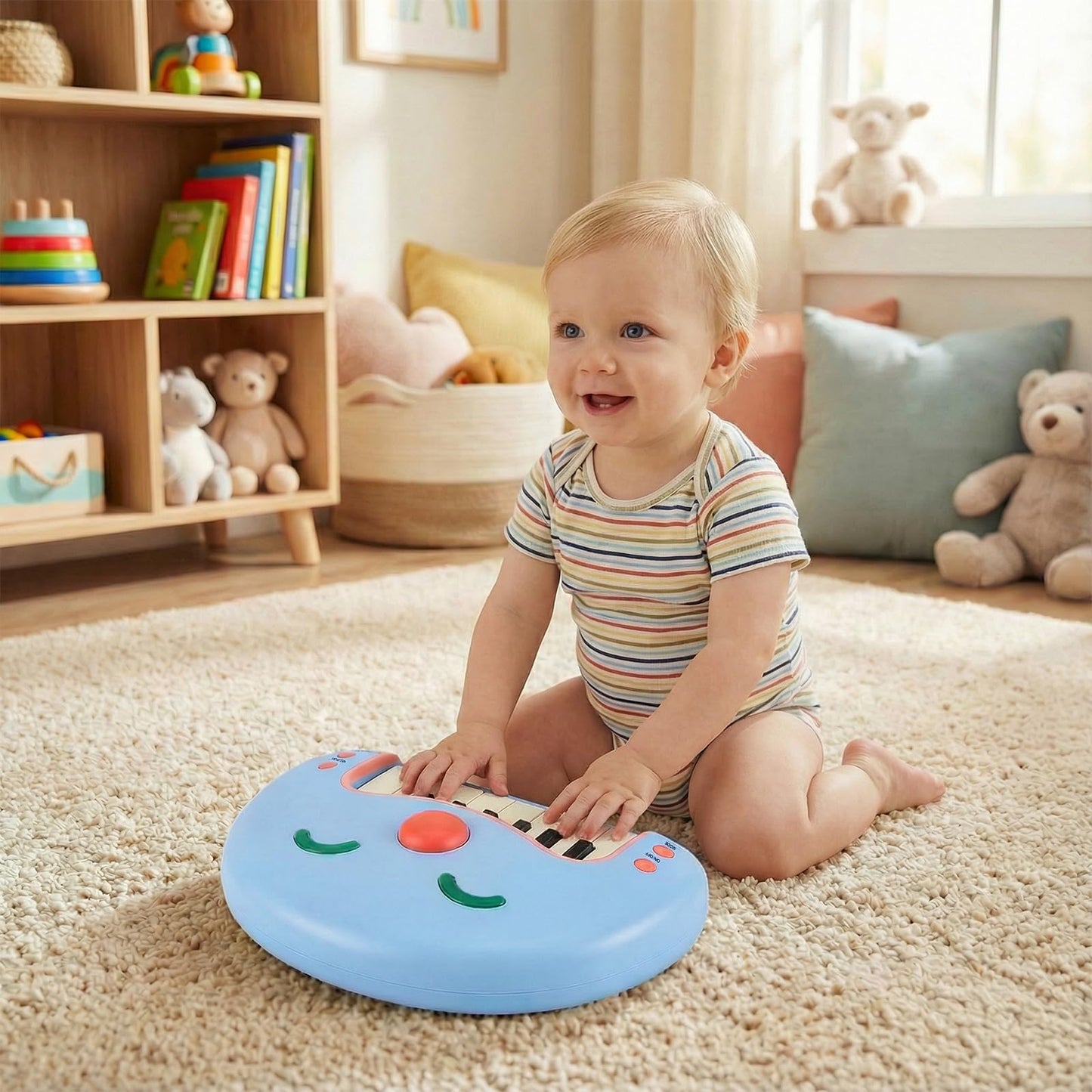 13-Key Kids Piano Keyboard Interactive Toy Digital Piano with Smiling Face
