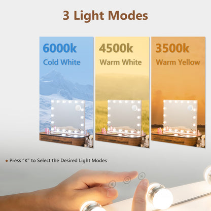 Vanity Mirror with Lights, Large Lighted Makeup Mirror with 18 LED Bulbs