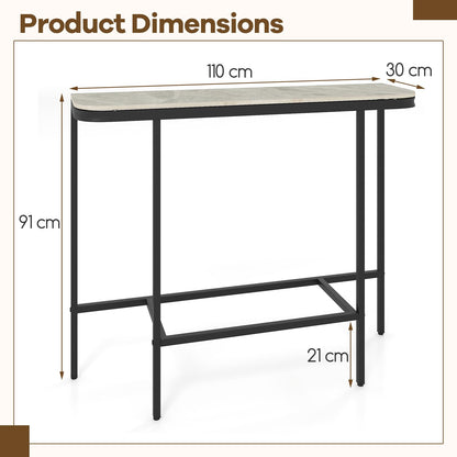 Entryway Table with Faux Marble Top and Metal Frame for Hallway